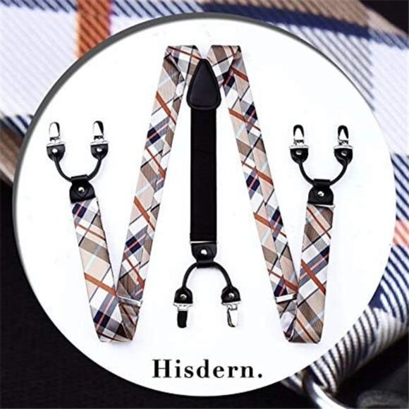 Bow Tie and Suspenders for Men Suspender and Bowtie Handkerchief Set Adjustable - Picture 3 of 7